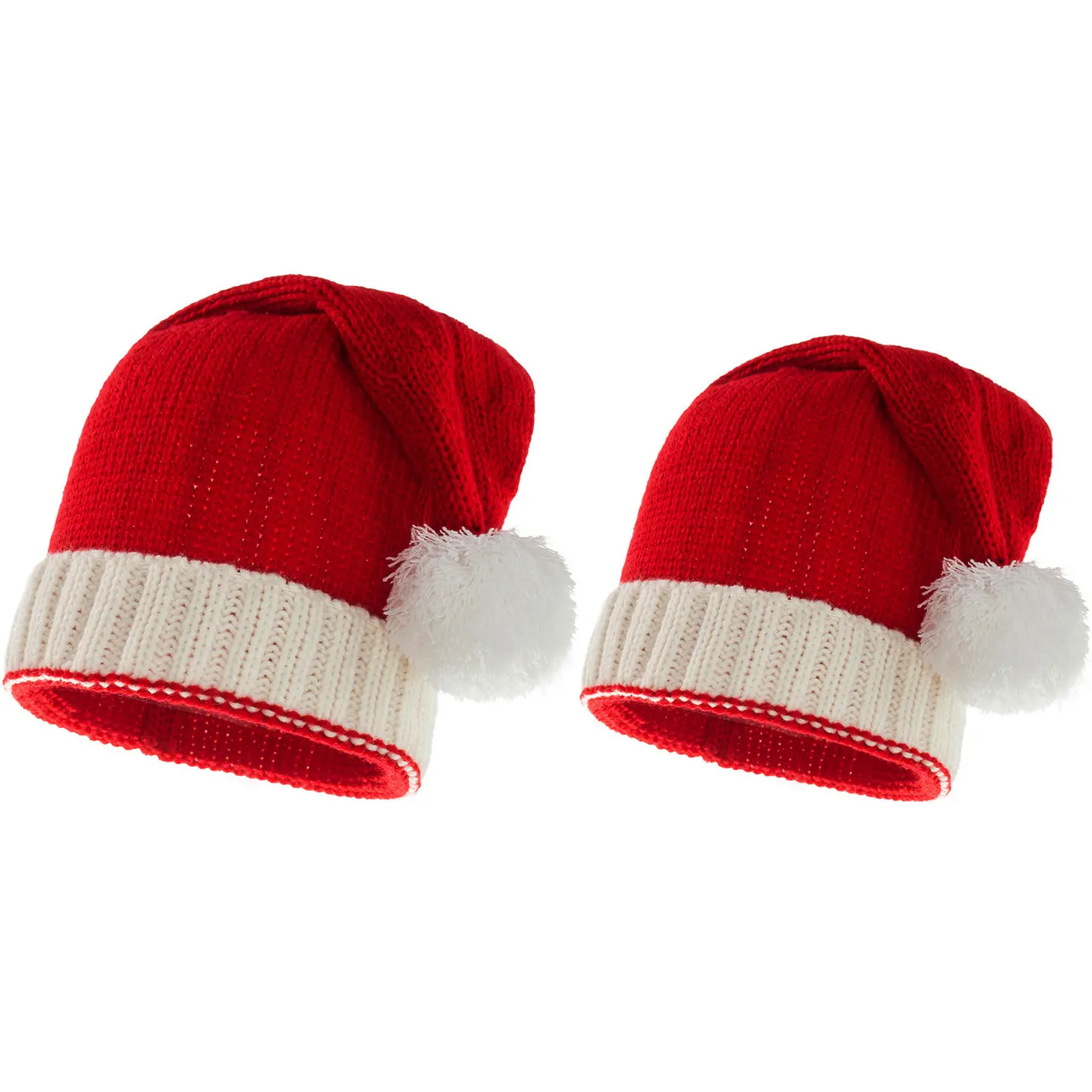 Venta flash Sombreros rojos navideños de punto de felpa de lujo para adultos y niños Sombrero de Papá Noel de Navidad 2023