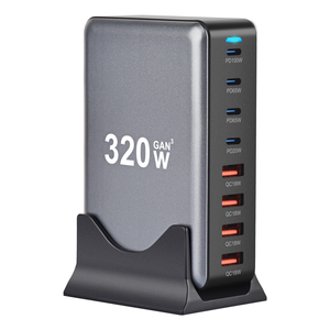 多USB台式GaN充电器QC3.0 18W PD C型快速充电壁式适配器，适用于美国英国插头的笔记本电脑摄像头 - Product Image 1