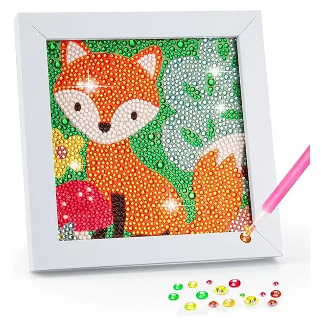 5D Kit Pintura Diamante para Crianças Moldura de madeira Diamante Artes e Artesanato para Crianças Idades 6-8-10-12 DIY Gem Art Dot Art Gif