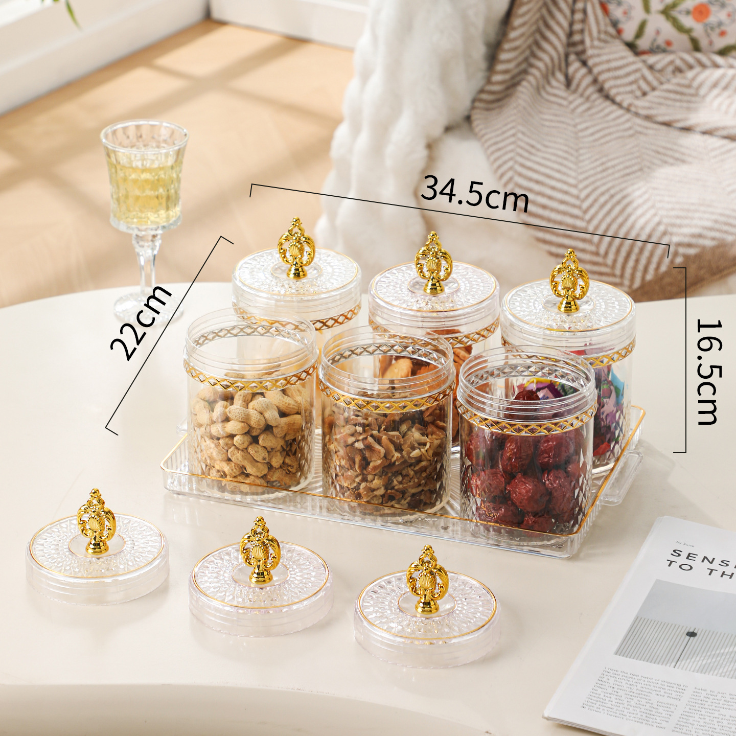 Six-piece set of airtight container trays (transparent)