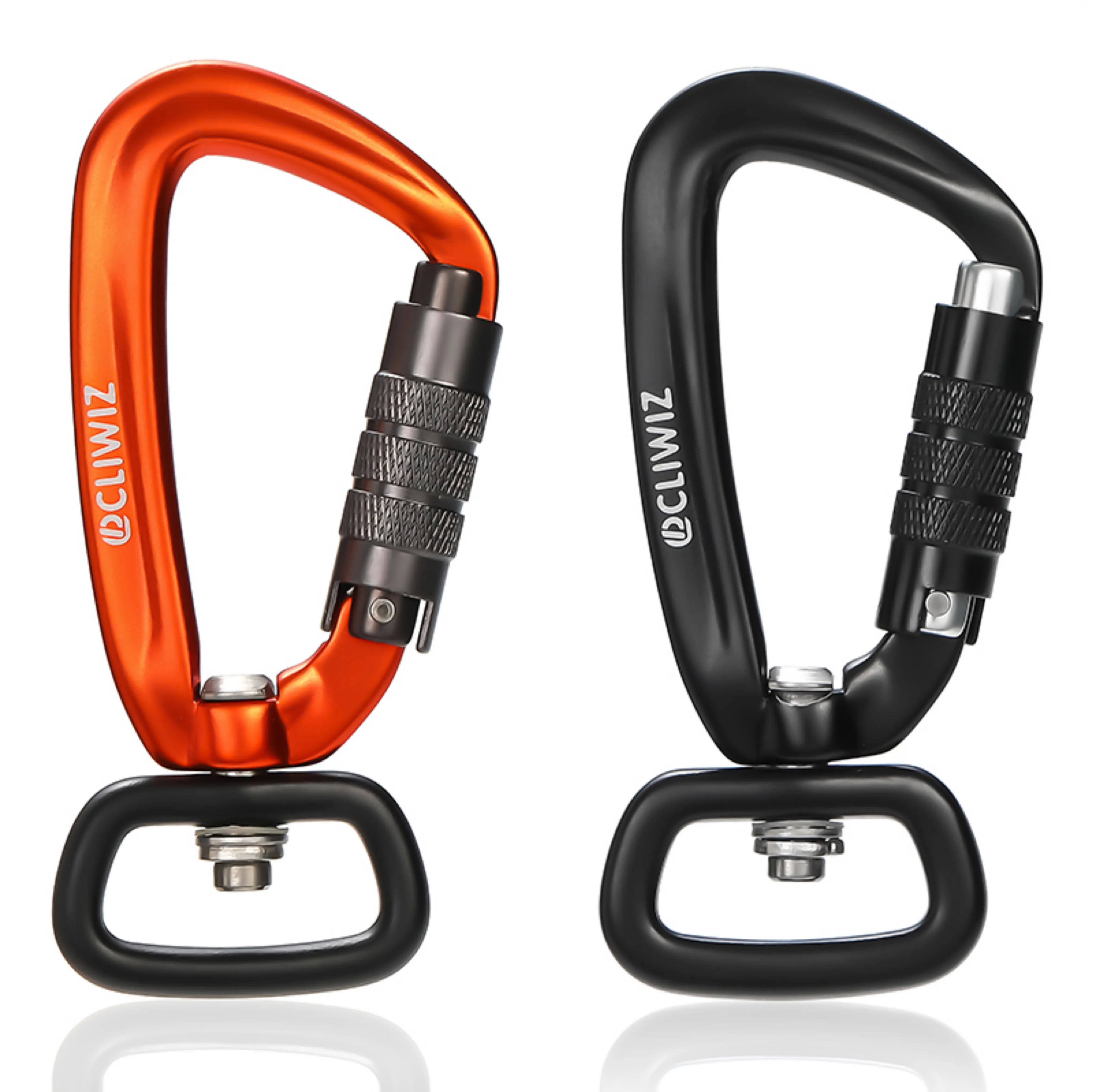 JRSGS مخصصة روك سلسلة حلقة التسلق الطيران الألومنيوم الكلب المقود Carabiners السيارات قفل 4KN خطاف تعليق دوّار 7801D2TN