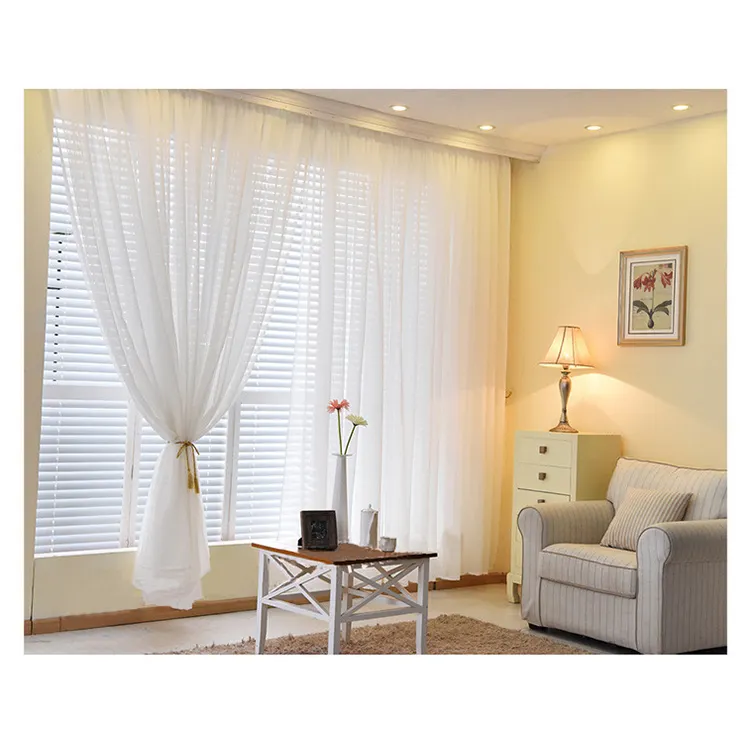 Luxury European Polyester Hotel Soundproof Living Room 100 Polyester sheer fabric Curtain tulle for windows
