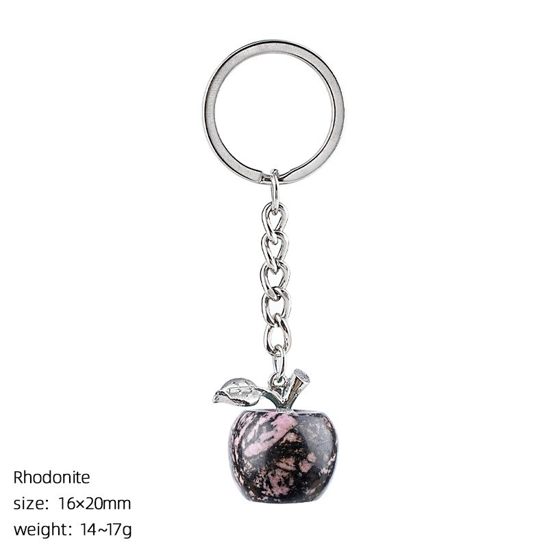 Rose stone apple keychain