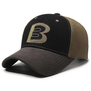 Color Contrast Baseball Cap Adult Color Embroidery Letter <strong>B</strong> Cap Men and Women the Same <strong>Big</strong> Head Around the Face Small Hat - Product Image 1