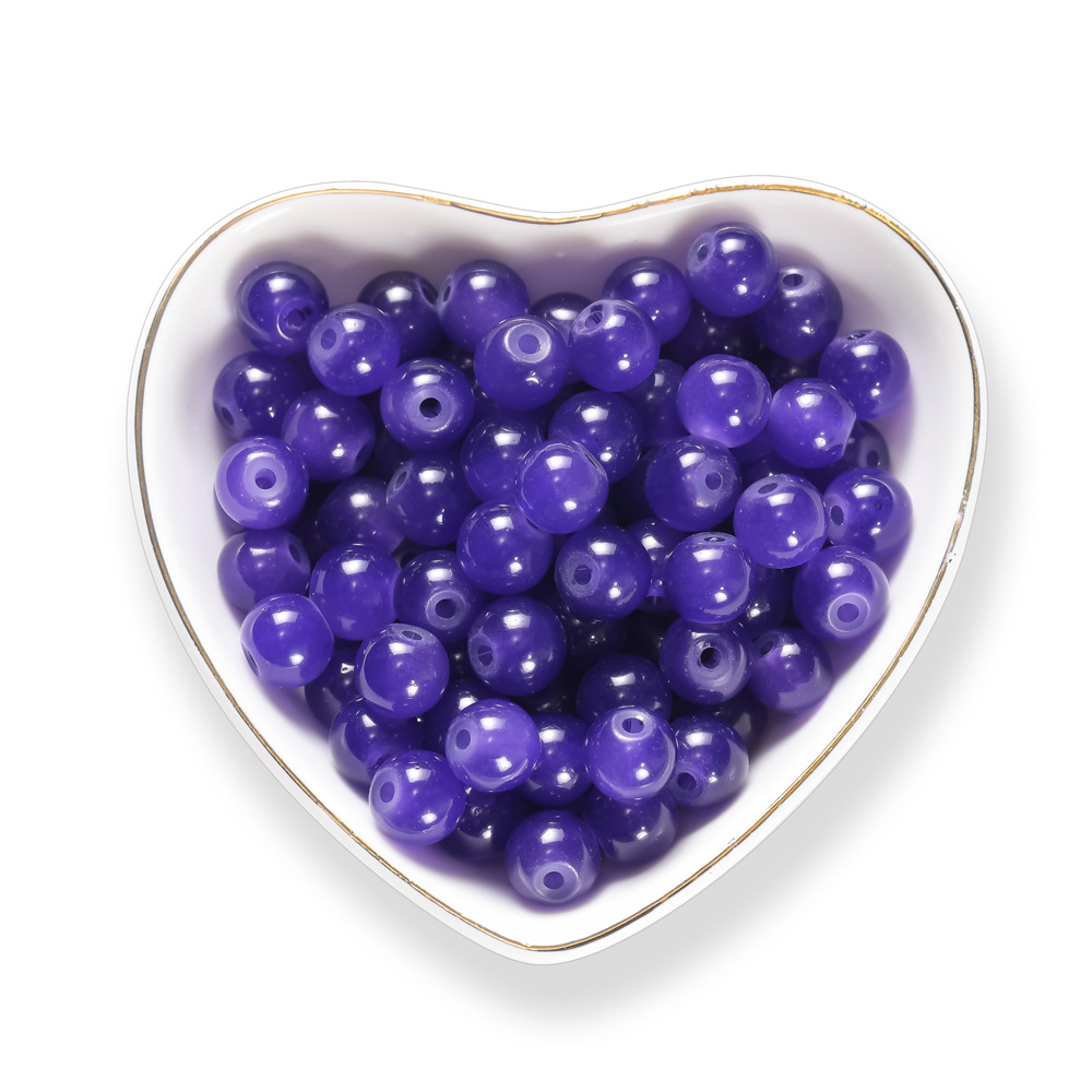 Perles de verre imitation jade - bleu-violet foncé