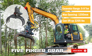 XUVOL Forestry 7 8 9T Excavator Attachment <strong>Timber</strong> Clamp Wood Grab Hydraulic Log Bunching Grapple 360&deg; Rotation Five Claw Grapple - Product Image 6