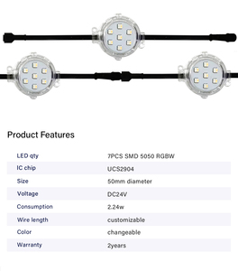 IP67 IP68 адресуемый 24 В UCS2904 50 мм Rgbw светодиодный пиксель уличный Рождественский Декор светодиодный модуль света