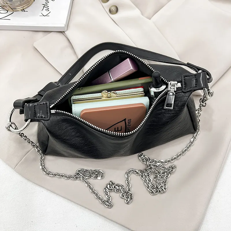 女の子脇の下バッグ屋外女性PUチェーンシンプルなショルダーバッグソフト長方形レディースメッセンジャーバッグ