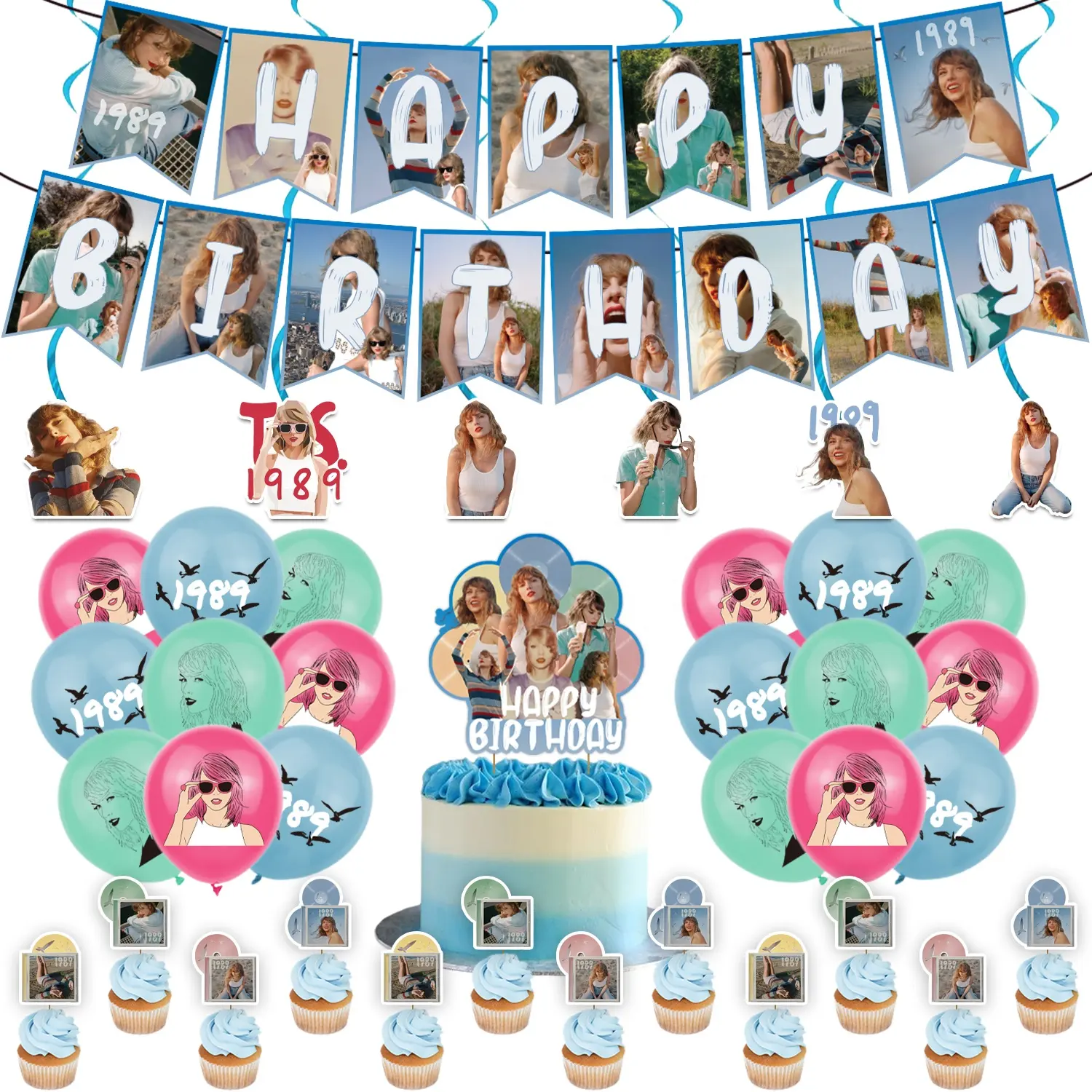 Taylor-Sw1ft yıldız doğum günü süper fanlar parti dekorasyon balonu afiş kek Topper şarkıcı parti malzemeleri bebek duş