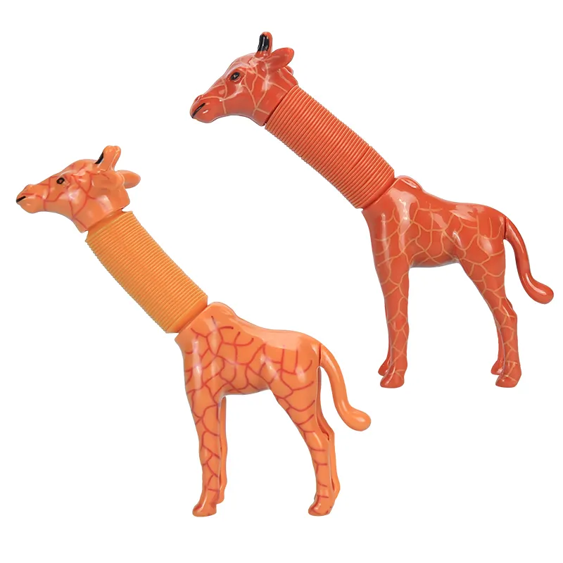 Nuevo diseño OEM diferentes lindos juguetes de animales para apretar iluminan tubos de poppin de plástico juguetes para niños