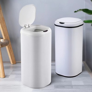 Dikdörtgen beyaz renk yeni modern tasarım 30 litre akıllı touchless çöp kutusu banyo için - Product Image 6