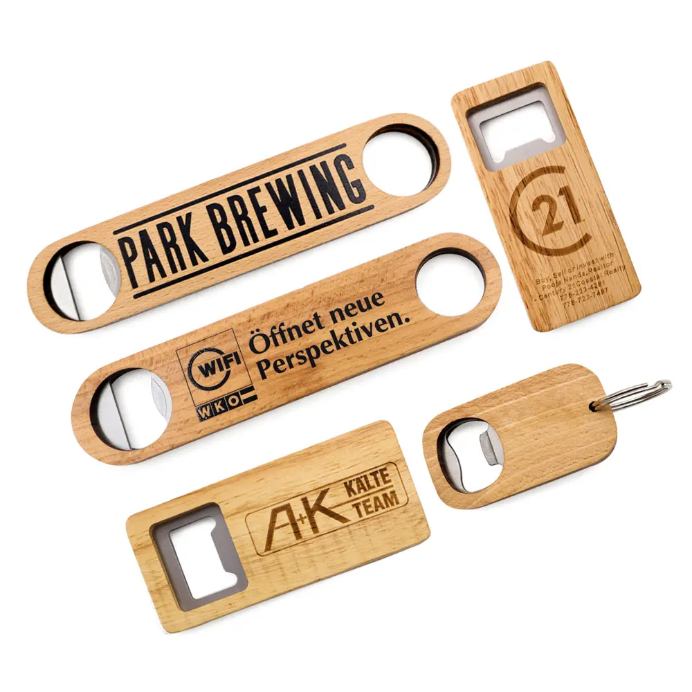 Wood Bottle Opener Key Chain Custom Laser Engrave Beer Bottle Opener Keychain Design Logo Bottle Opener
