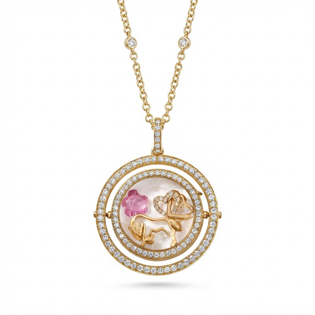 Round glass rotatable necklace-empty box