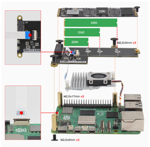 Raspberry Pi 5 PCIe M.2 NVMe M.2 SSD scheda di espansione M901 ad alta velocità Gen3 supporta 2280/2260 scheda di sviluppo del fattore di forma - Product Image 4