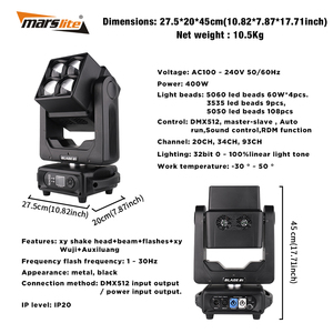 Marslite 4x60w双面发光二极管移动头灯RGBW 4in1光束清洗频闪无限发光二极管移动头灯舞台灯 - Product Image 5