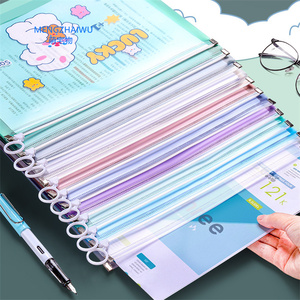 Túi Đựng Tài Liệu PVC Văn Phòng Phẩm Trường Học Bán Chạy Nhất Hàn Quốc Túi Đựng Tài Liệu Trong Suốt Chống Nước A4 Có Khóa Kéo - Product Image 1