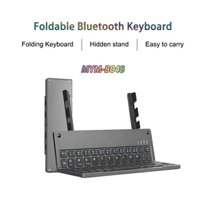 Alumínio Mini teclado dobrável recarregável sem fio com suporte novo status para telefone