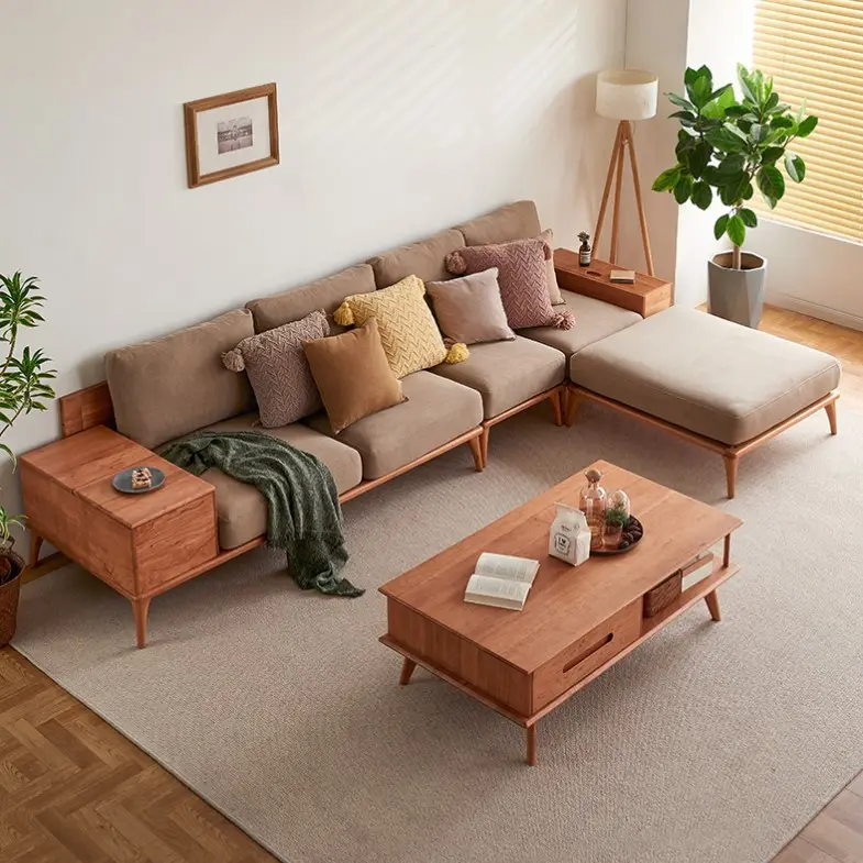 Sofá en forma de L para sala de estar, mueble de Color de tela personalizada