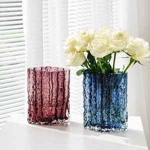 Modern Home Decoration Square Green <strong>Red</strong> <strong>Blue</strong> Transparent Glass <strong>Vase</strong>