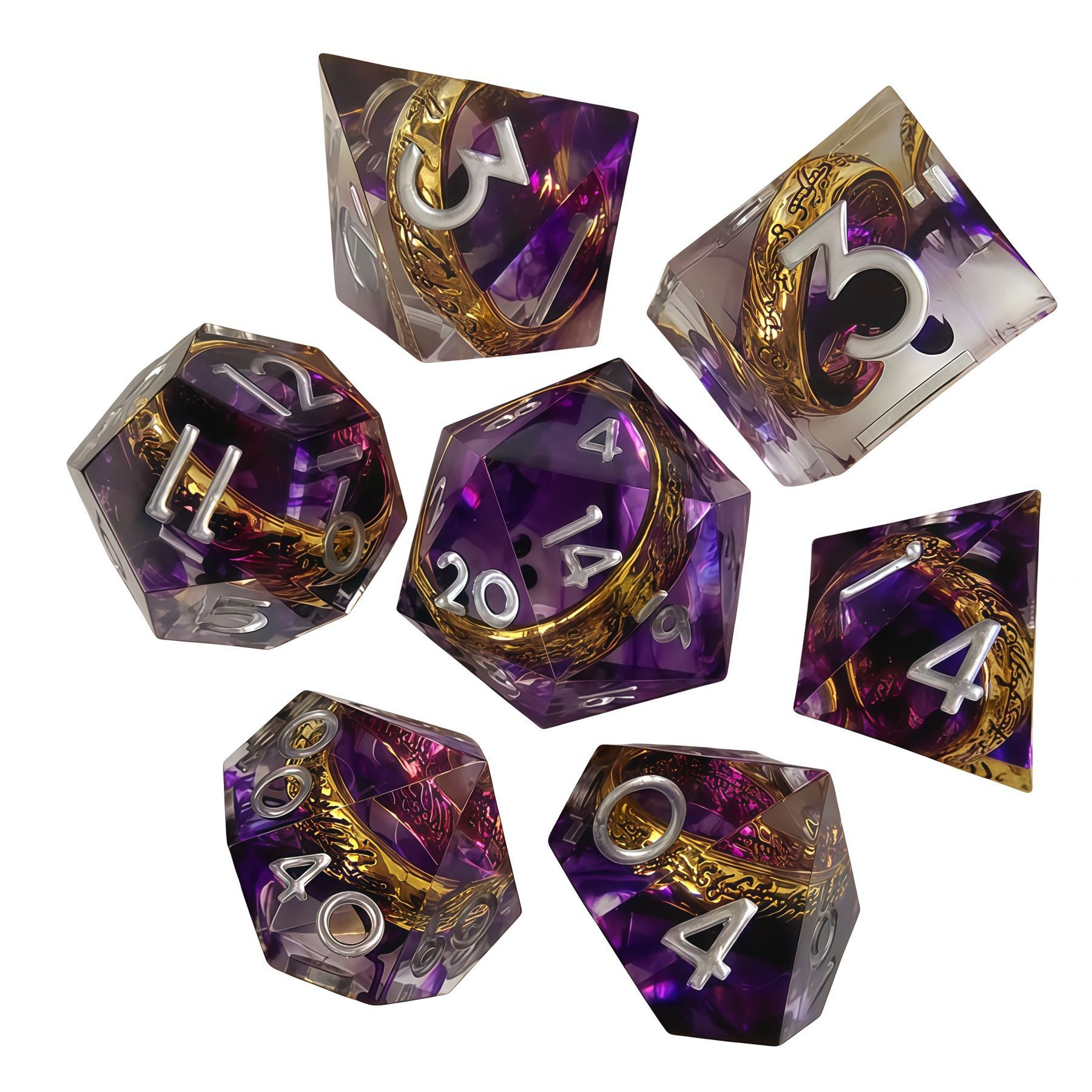 Inlaid ring drop purple silver word