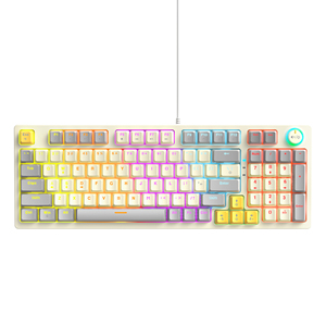 Teclado TWOLF T50, 97 teclas, interruptor azul intercambiable en caliente, tecla personalizada para juegos de ordenador, USB con cable, luz RGB, Teclado mecánico Led