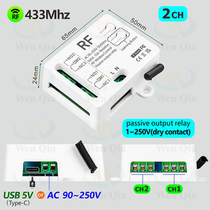 433Mhz Controle Remoto Sem Fio Universal AC110V 220V Relé 2CH Módulo Receptor AB Transmissor Para Garagem Porta Portão Motor Luz