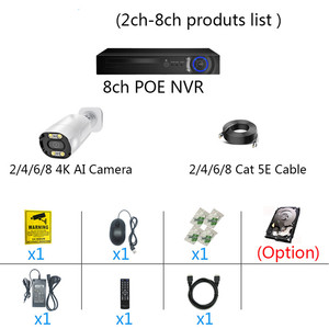CCTV AI Alert POE sistema di sorveglianza telecamera di sicurezza NVR KIT di registrazione con rilevamento di allarme - Product Image 2