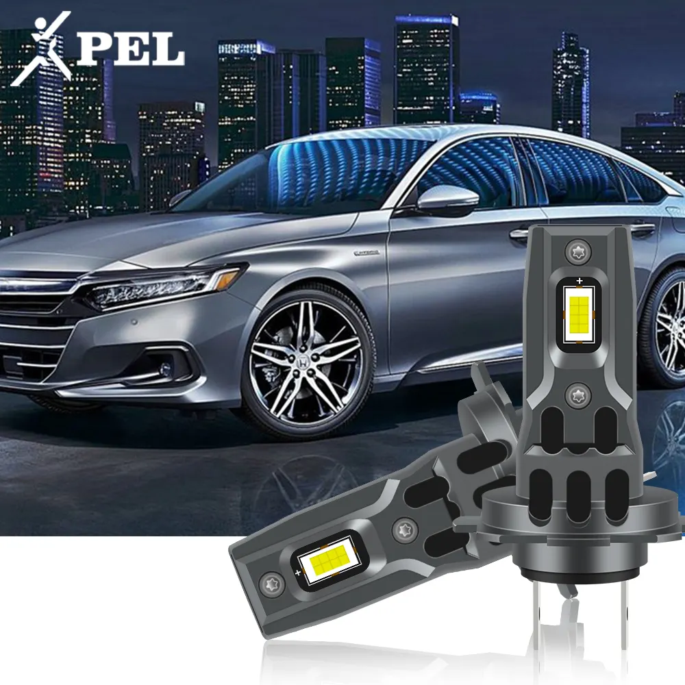 PEL L4 lampu depan LED mobil ukuran kecil, lampu depan mobil LED H4 H7, Colokan dan mainan 8000LM