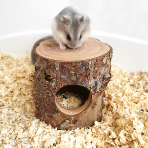 ハムスターマウス、ネズミネズミネズミ、その他の小さなサイズの動物のペットのためのポプラの木の生息地の家の隠れ家 - Product Image 2