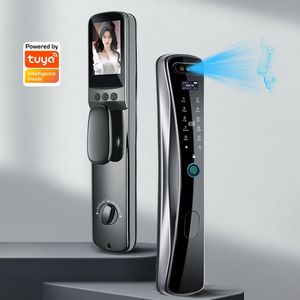Nuovo Design Tuya intelligente WiFi porta in legno lega di alluminio nero faccia riconoscimento NFC Smart serratura della porta