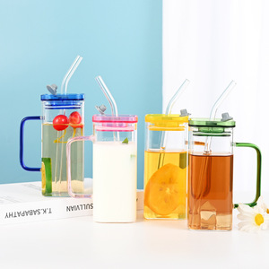 Household Glass <strong>Cup</strong> Mug Double-layer High Borosilicate Coffee Breakfast Double-layer <strong>Cup</strong> with Handle - Product Image 1