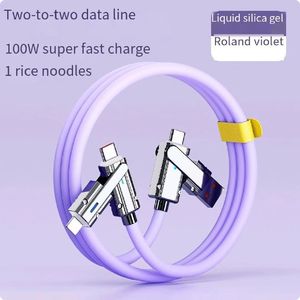 Özel 65W dört-in-one süper hızlı şarj kablosu 3A hızlı veri cep telefonları için tip-c USB hediye kutusu ile kalın yolcu - Product Image 6