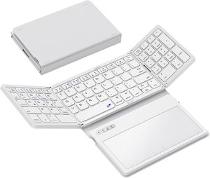 Rechargeable Multimedia Keys Foldable Ergonomic Bluetooth Wireless <strong>Keyboard</strong> With Touchpad Mouse Pad - Product Image 1