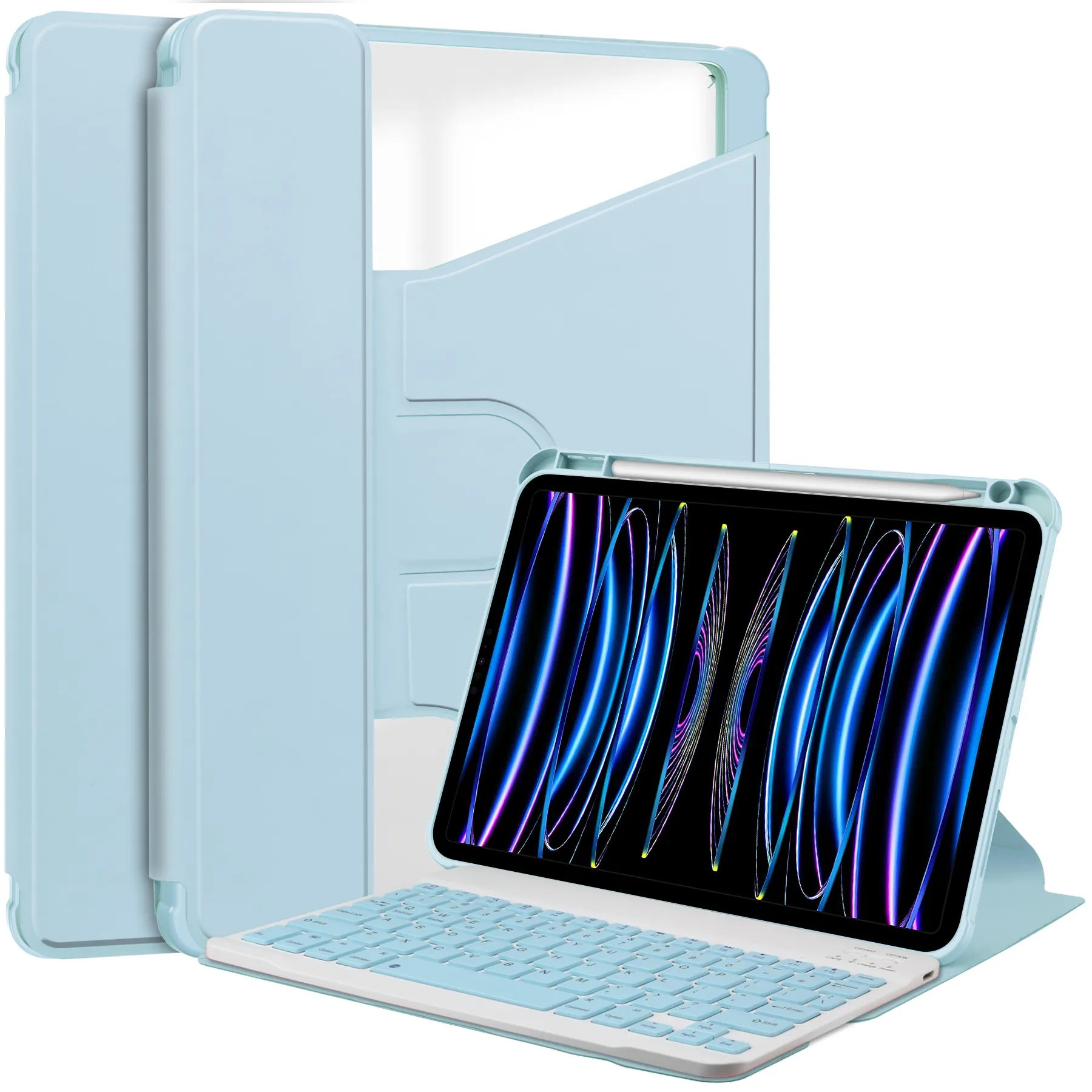 Schlussverkauf 11 Zoll kabellose Tastatur Schutzhülle 11 Zoll Hintergrundbeleuchtung Touchpad für iPad Pro 11 2024