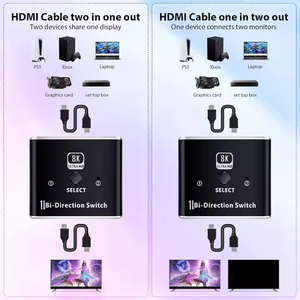 8K 60Hz HD Video Switch 2 en 1 Soporte 2 computadoras HD 2,1 8K Switch Box para computadora/proyector/sala de conferencias