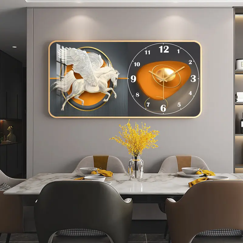 Luxe Maison Déco Animal Peinture Abstraite Horloge Murale De Cristal Porcelaine Art Mural Pour La Décoration Intérieure