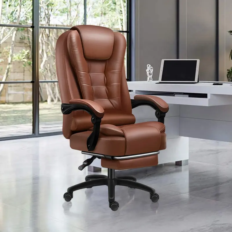 Directeur exécutif brun Pchaisent luxe, chaise de bureau moderne en acier inoxydable meubles immeuble de bureaux chaise pivotante blanche