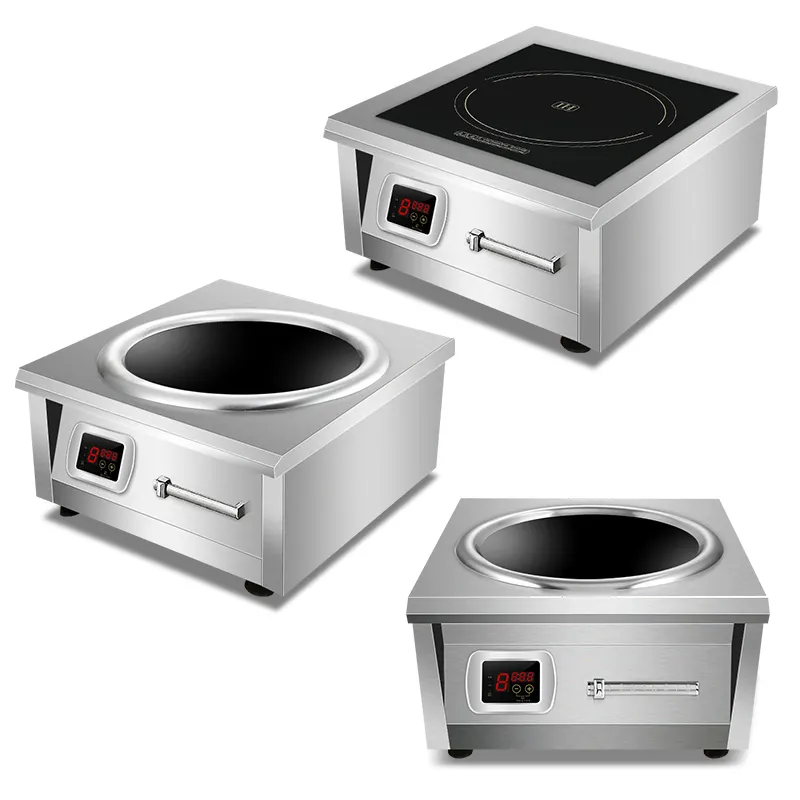 Cocina de inducción comercial profesional 380V 6000 8000W cocina cóncava gran potencia estufa alta para quemador de wok eléctrico