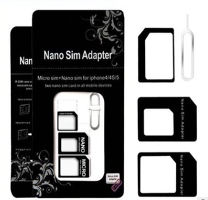 4合1纳米sim卡微型sim卡适配器标准sim卡适配器，带弹出针，适用于苹果/三星/华为手机 - Product Image 1