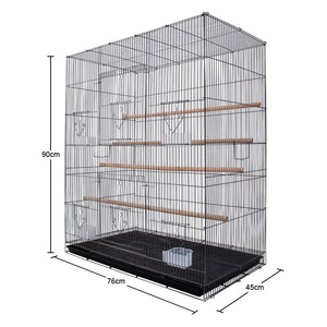 Toptan 90*76*45CM Metal tel katlanır büyük kuş Pet kafesleri çok ayakta sopa ile kolay montaj papağan uçan kafes
