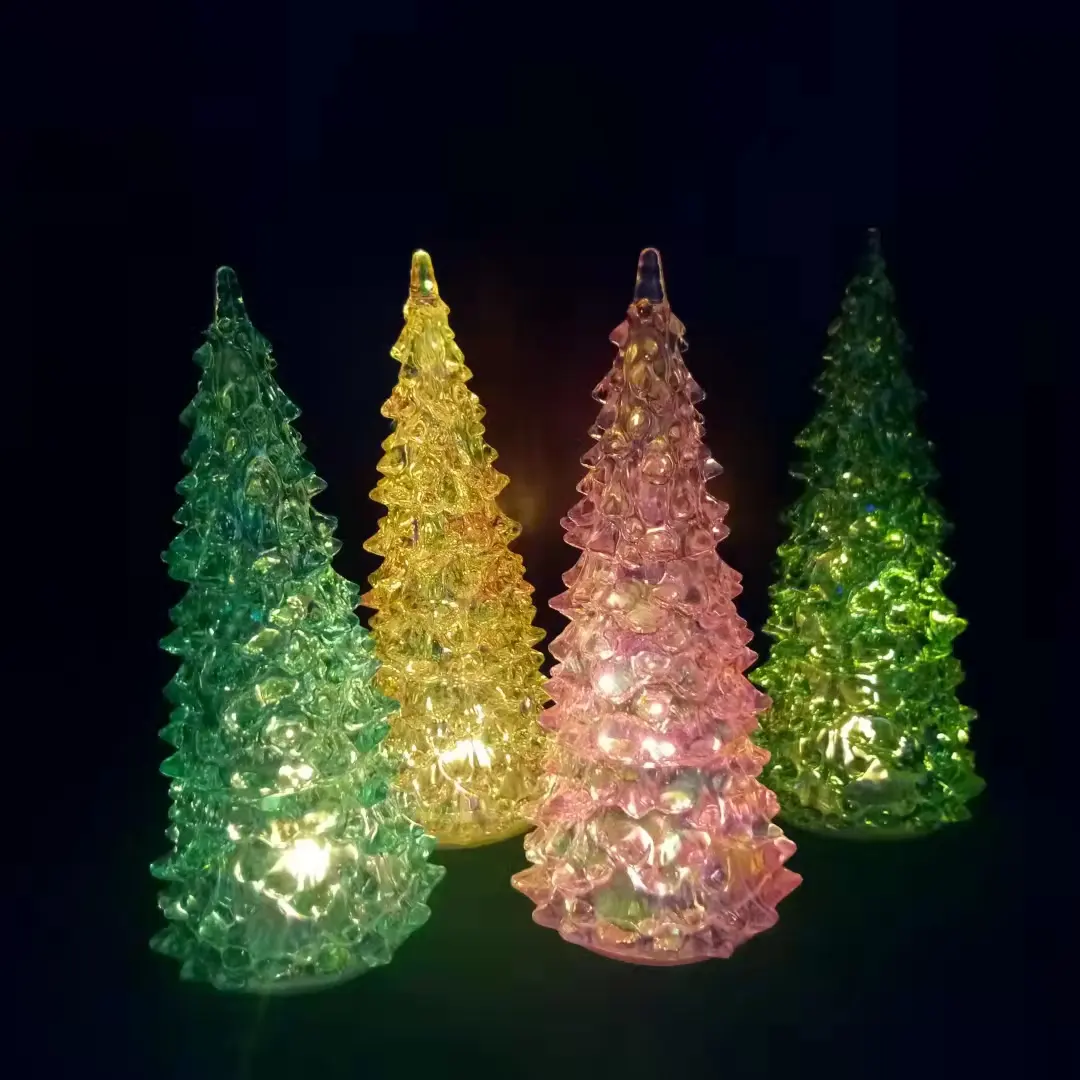 Pohon Natal led akrilik Mini untuk dekorasi Natal