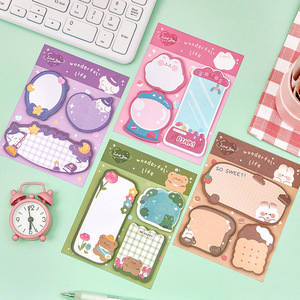 Combinación de dibujos animados de notas adhesivas para estudiantes, suministros de oficina atractivos, pegatina para notas, Bloc de notas, lindo mensaje, nota para dejar mensajes - Product Image 1