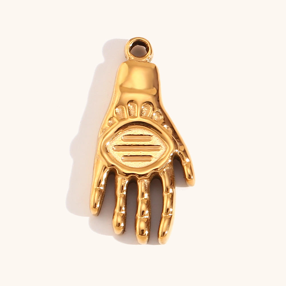 Imprinted palm pendant-gold