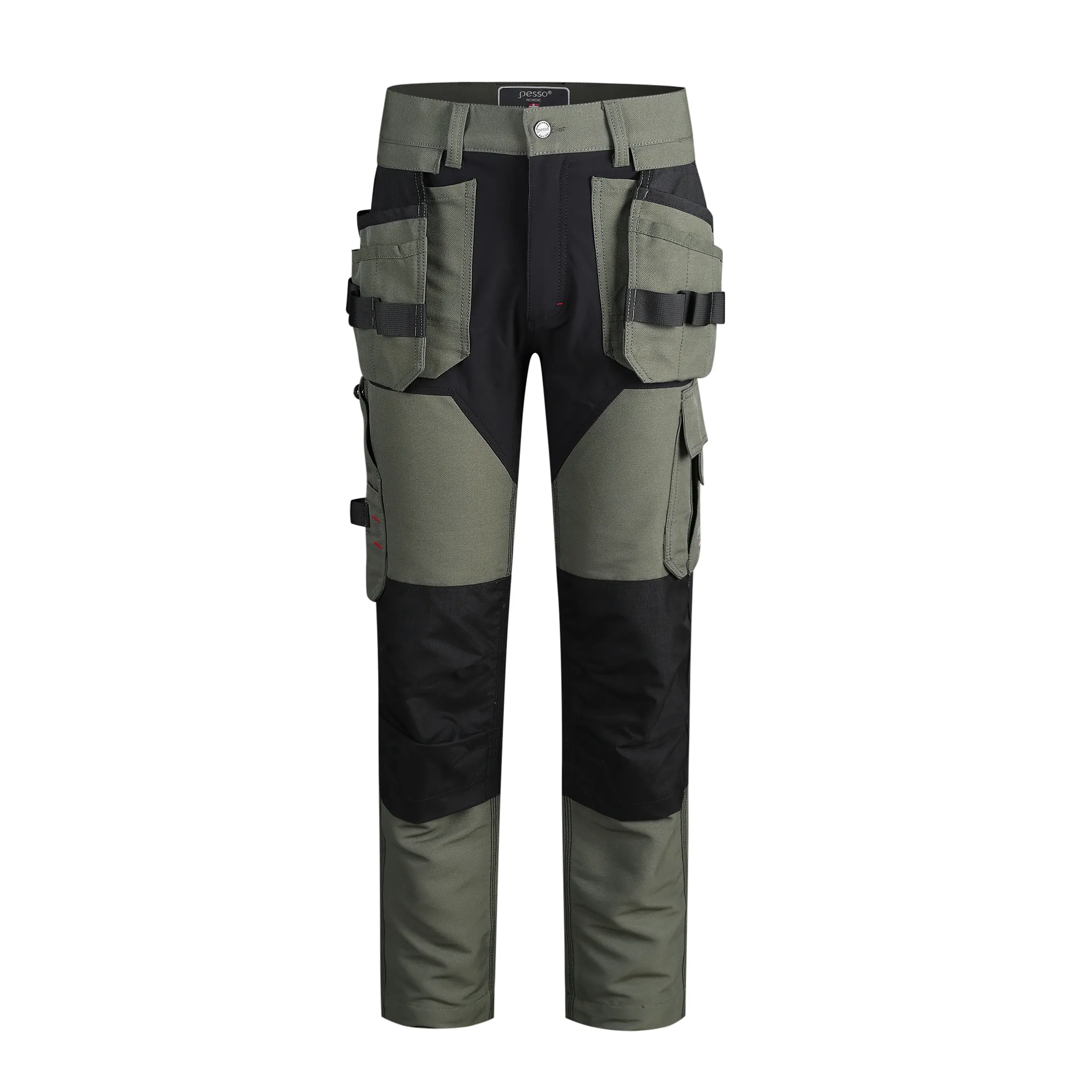 OEM-nuevo diseño para trabajadores de máquinas al aire libre, militar, verde, 88% poliéster, 12% algodón, uniforme recto, pantalones multibolsillos para hombre