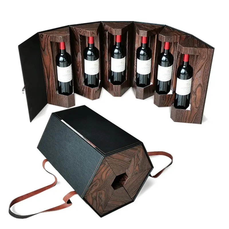 FF Brand Custom ized 6er Pack kreative, speziell geformte Rotwein verpackungs box Umwelt freundliche Papier wein verpackungs box