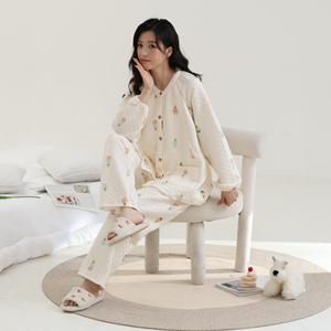 Set pigiama maternità autunno-inverno aria-cotone | Supporto per la pancia regolabile a 3 strati ispessito, adatto all'allattamento - Product Image 3