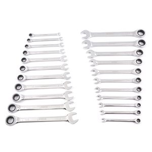 22Pcs 1/4 "-1/2" 和6-18毫米固定头棘轮盒端和开口端扳手棘轮组合扳手工具组 - Product Image 4