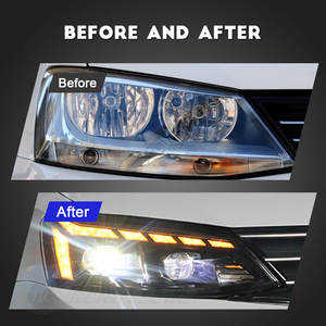 HCMOTIONZ fabrika LED montaj 2012-2018 ön işıklar DRL VW için mavi Jetta MK6 farlar ile animasyon başlatmak - Product Image 6