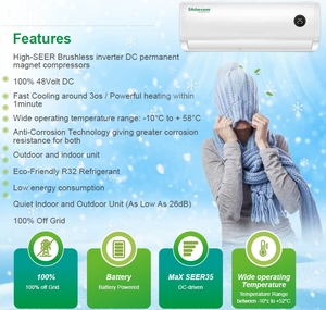 Tiết kiệm điện wifi app điều khiển lai 18000BTU chia ACDC điều hòa không khí với panel năng lượng mặt trời và tất cả các phụ kiện cài đặt - Product Image 2