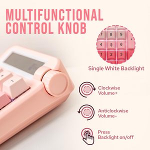 Teclado mecánico numérico inalámbrico de 18 teclas K21, luz blanca única con perilla multifunción - Product Image 6